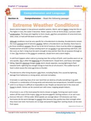 cover image of Grade 6 English: Comprehension & Language Workbook - Extreme Weather